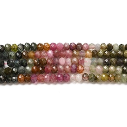 Chapelets de perles en tourmaline naturelle, rondelle, facette, Grade a, 4x3mm, Trou: 0.7mm, Environ 134 pcs/chapelet, 15.35'' (39 cm)