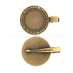 Haarspange Zubehör aus Eisen, mit Cabochon-Lünettenfassungen aus Zinklegierung, Antik Bronze, Tablett: 30 mm; über 30 teile/beutel