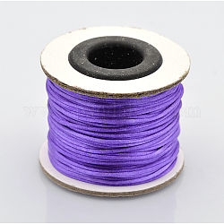 Макраме Rattail китайские шнуры узел приготовления круглый нейлон плетеный строк темы, атласный шнур, розовато-лиловый, 1 мм, около 32.8 ярда (30 м) / рулон