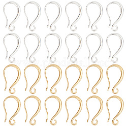 PH PandaHall 32pcs 18K Gold Plated Earring Hooks, Brass French Ear Wire Fishhook Hoop Earrings Findings for Women Lady Earring Jewelry Making Repairing, Golden&Silver
