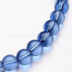 Chapelets de perles rondes en verre, bleuet, 10mm, Trou: 1mm, Environ 32 pcs/chapelet, 11 pouce