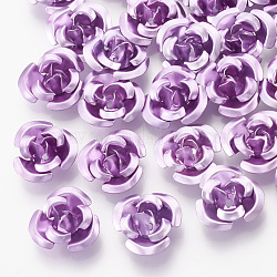 Bolas de aluminio, 3-pétalo de flor, medio de la orquídea, 11~12x5.5mm, agujero: 1 mm, aproximamente 950 unidades / bolsa