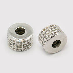 Perles de cubes zircone en laiton , colonne, platine, 5.5x8.5mm, Trou: 3mm