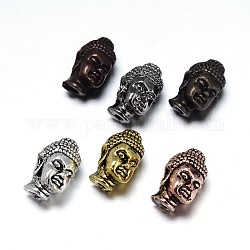Alloy 3D Buddha Head Beads, Mixed Color, 13x8.5x8mm, Hole: 1.5~2mm
