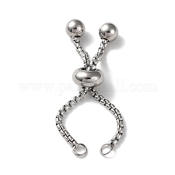 304 fornitura de anillo de dedo ajustable de acero inoxidable, cadenas deslizantes para hacer anillos, color acero inoxidable, 94mm