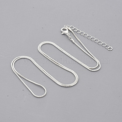 Brass Square Snake Chain Necklace Making, with Lobster Claw Clasps, Silver Color Plated, 24.4 inch(62.2cm), 1mm