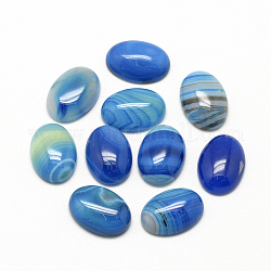 Natürliche gestreifte Achat-Cabochons, gefärbt, Oval, Verdeck blau, 25x18x6~7 mm