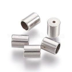 201 Stainless Steel Cord Ends, End Caps, Column, Stainless Steel Color, 5x4mm, Hole: 0.8mm, Inner Diameter: 3mm