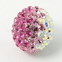 Perles de cristal autrichien, pavé de billes, dégradé de couleur, avec de la résine à l'intérieur, ronde, 209 _Rose, 12mm, Trou: 1mm