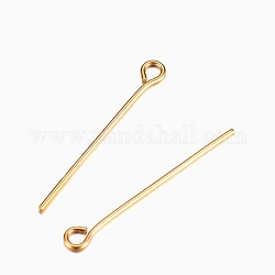 Ion Plating(IP) 304 Stainless Steel Eye Pins, Golden, 50mm, Hole: 1.9x2mm, Pin: 0.6mm