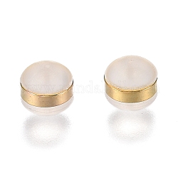 Латунные кольца силиконовые гайки для ушей, матовые, спинки для серьги, золотые, 5.7x5.7x4.5 мм, отверстие : 1 мм