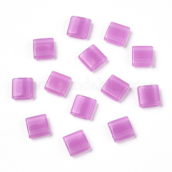 Breloques coulissantes en acrylique opaque, carrée, violette, 5.2x5.2x2mm, trou: 0.8 mm.