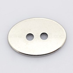 2 -Loch flachen ovalen 201 Edelstahl Annähen von Knöpfen für Braceletmaking, Edelstahl Farbe, 12x17x1 mm, Bohrung: 2 mm