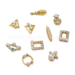 Сплав горный хрусталь кабошоны, ногтей декоративные аксессуары, разнообразные, золотые, кристалл, 5~13x1.5~10.5x2~5 мм