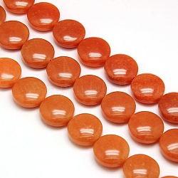 Natur flachen runden roten Aventurin Perlen Stränge, 20x7~9 mm, Bohrung: 1 mm, ca. 20 Stk. / Strang, 15.74 Zoll