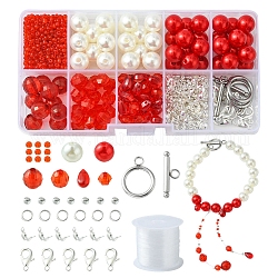 Kit per la creazione di braccialetti di halloween fai da te, tra cui perle di plastica e acrilico e vetro e perline rotonde di semi, fermagli in lega, colore misto