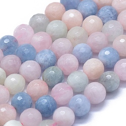 Chapelets de perles en morganite naturelle, facette, ronde, 8mm, Trou: 1mm, Environ 48 pcs/chapelet, 15.35 pouce (39 cm)