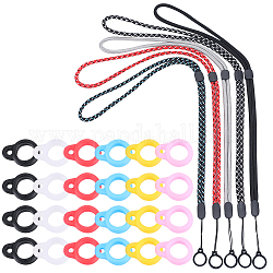 GORGECRAFT 41PCS Anti-Lost Necklace Lanyard Set Including 5PCS Anti-Loss Pendant Nylon Strap String Holder with 36PCS 6 Colors Silicone Rubber Rings for Office Key Chains Outdoor Activities, 8mm
