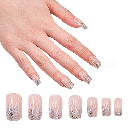 Наборы для ногтей, с пластиковыми наконечниками для ногтей 24 шт., 24шт двухсторонний клей для ногтей желе, розовые, 14.5~23x7~14 мм, о 24 шт / комплект