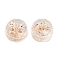 Resin & Brass Ear Nuts, Earring Backs, Flat Round, Rose Gold, 4.9x4mm, Hole: 0.6mm