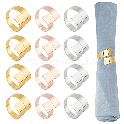 Arricraft 12 pièces 3 couleurs ronds de serviette en fer, ornement porte-serviette, complices quotidiens du restaurant, couleur mixte, 10.5~38mm, 4 pcs / couleur