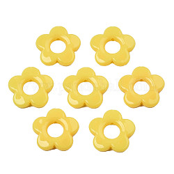 Opache cornici perline acriliche, fiore, giallo, 19x20x3.5mm, Foro: 1.6 mm, diametro interno: 6.5mm, circa 632pcs/500g