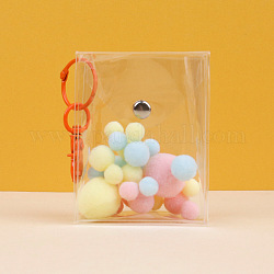Porte-clés de sac de poupée de dessin animé de boîte aveugle en pvc transparent, avec les accessoires en alliage, clair, 9x7x4 cm
