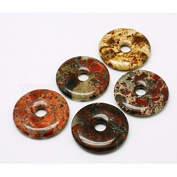Donut / Pi Disc natürliche Edelstein Anhänger, Mahagoni Obsidian, Donutbreite: 16mm, 40x5.5 mm, Bohrung: 8 mm