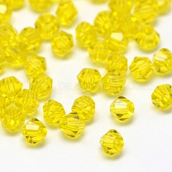 Imitacion 5301 Bicone Beads, abalorios de vidrio transparente facetados, oro, 6x5mm, agujero: 1.3 mm, aproximamente 288 unidades / bolsa