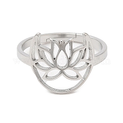 304 anillo ajustable de loto hueco de acero inoxidable para mujer, color acero inoxidable, nosotros tamaño 6 (16.5 mm)