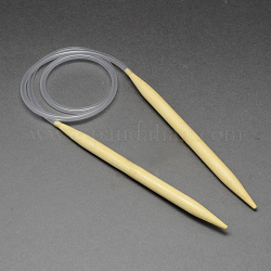 Резиновые провода бамбуковые круговой вязальные спицы, более имеющийся размер, светло-желтый, 780~800x3.0 мм