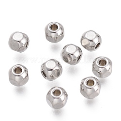Perles en 304 acier inoxydable, facette, ronde, couleur inoxydable, 4mm, Trou: 1.4mm