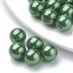 環境に優しいプラスチック模造真珠ビーズ  高い光沢  グレードA  穴がないビーズ  ラウンド  濃い緑  8mm