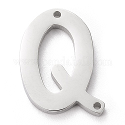 304 connettori per maglie in acciaio inossidabile, Lettera iniziale, letter.q, q: 15.5x12x1.5mm, Foro: 0.9 mm