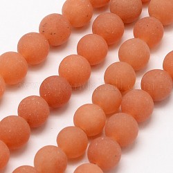 Chapelets de perles en aventurine rouge naturelle, mat, ronde, 10mm, Trou: 1mm, Environ 38 pcs/chapelet, 14.9 pouce