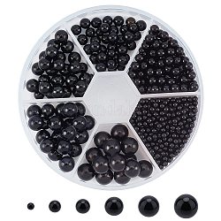 PandaHall 1 Set Imitation Pearl Acrylic Beads with No Hole Round Finding Beads Black Loose Charms for Jewelry Making 8x2cm