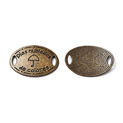 Tibetan Style Alloy Oval with Word & umbrella Links, Cadmium Free & Nickel Free & Lead Free, Antique Bronze, 23x35x4.5mm, Hole: 7x3mm, about 166pcs/1000g