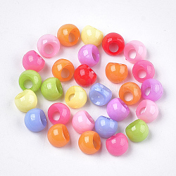 Opaque comme des breloques en plastique, perles suzumaru, ronde, couleur mixte, 10x9.5x9mm, Trou: 4mm, environ 1600 pcs/500 g