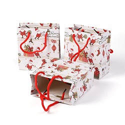 Рождественские тематические бумажные пакеты, квадратный, для хранения ювелирных изделий, Рождественский тематический паттерн, 20x20x0.45 см
