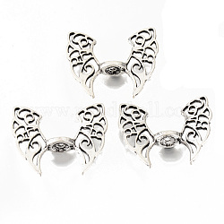 Tibetischer stil legierung perlen, cadmiumfrei und bleifrei, Schmetterlingsflügel Abstandsperlen, Antik Silber Farbe, 36x43.5x9.5 mm, Bohrung: 2 mm