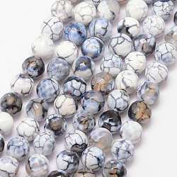 Fili di perline di agata crepitante naturale, tondo, grado a, sfaccettato, tinti e riscaldato, bianco, 8mm, Foro: 1 mm, circa 47pcs/filo, 15 pollice