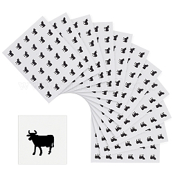 Pegatinas de papel autoadhesivas de dibujos animados, para sobres, decoración de bolsas y sobres de burbujas, negro, patrón de vaca, 6.6x8.1x0.02 cm