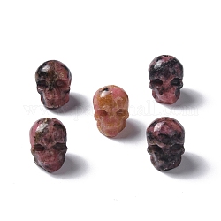 Perline Rhodonite naturale, teschio, 13x10x11.5mm, Foro: 1 mm