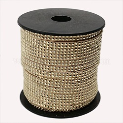 2 Row Golden Aluminum Studded Faux Suede Cord, Faux Suede Lace, Light Khaki, 5x2mm, about 20yards/roll
