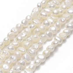 Hebras de perlas de agua dulce cultivadas naturales, dos lados pulidos, lino, 3~4.5x3~3.5x2.5~3mm, agujero: 0.5 mm, aproximamente 107~112 pcs / cadena, 13.46'' (34.2 cm)
