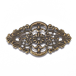Eisen Filigrane Tischlerei Verbinder, Blume, Antik Bronze, 32x55x0.7 mm, Bohrung: 2.5 mm