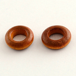 Donut Wooden Linking Rings, Dyed, Lead Free, Sienna, 15x4mm, Hole: 8mm