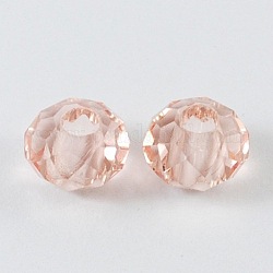 Faceted Light Salmon Transparent Glass Rondelle Beads, 10x6mm, Hole: 3.5mm