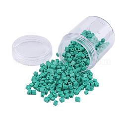 Perles de rocaille en verre de couleurs opaques, trou rond, cube, vert de mer clair, 3~7x3x3mm, Trou: 0.5mm, environ 400 pcs / boîte