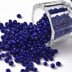 Perles de rocaille en verre, opaque graine de couleurs, petites perles artisanales pour la fabrication de bijoux bricolage, ronde, bleu, 3mm, Trou: 1 mm, environ 10000 pcs / livre